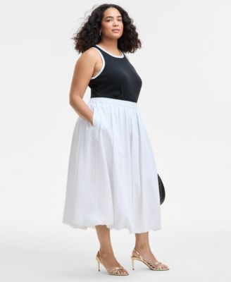 Trendy Plus Size Bubble-Hem Midi Skirt, Exclusively at Macy's