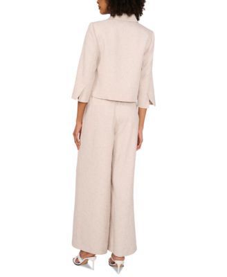 Vince Camuto Womens Cropped Jacket Wide Leg Pants In New Ivory