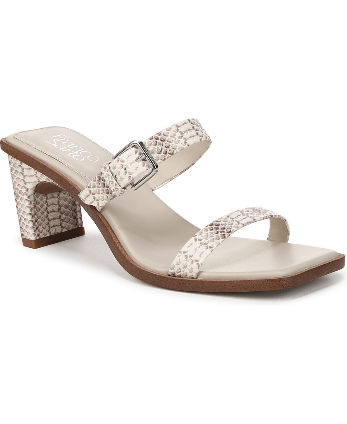 Franco Sarto Women's Frenza Open Square Toe Slide Dress Sandals In Grey Snake Print Faux Leather