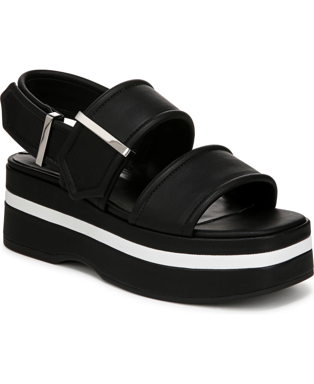 Women's Piper Open Square Toe Slingback Platform Sandals - Silver Faux Leather