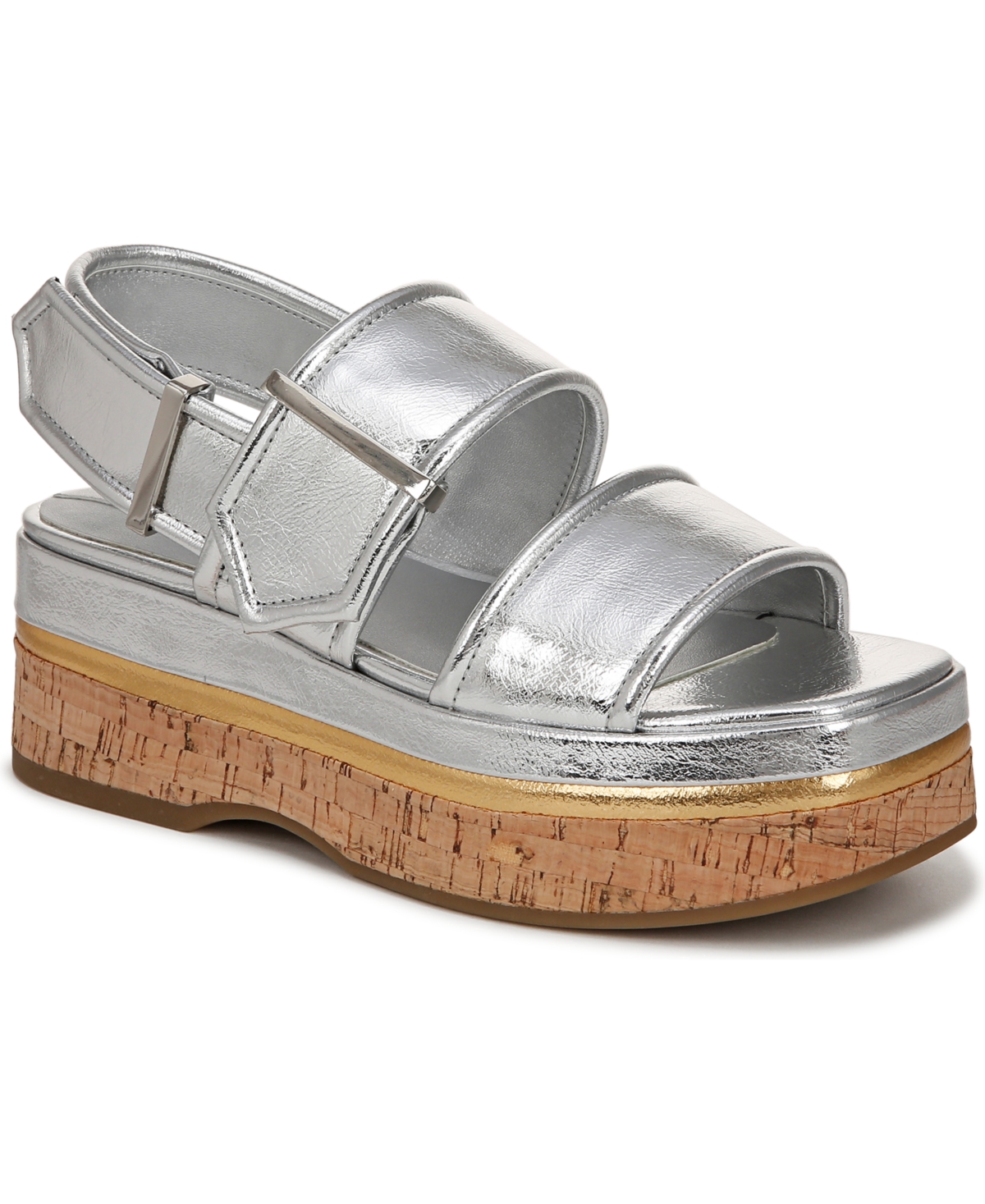 Franco Sarto Piper Slingback Platform Sandal In Silver Faux Leather