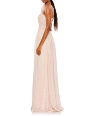 Women's Polka Dot Ruffled One Shoulder Gown