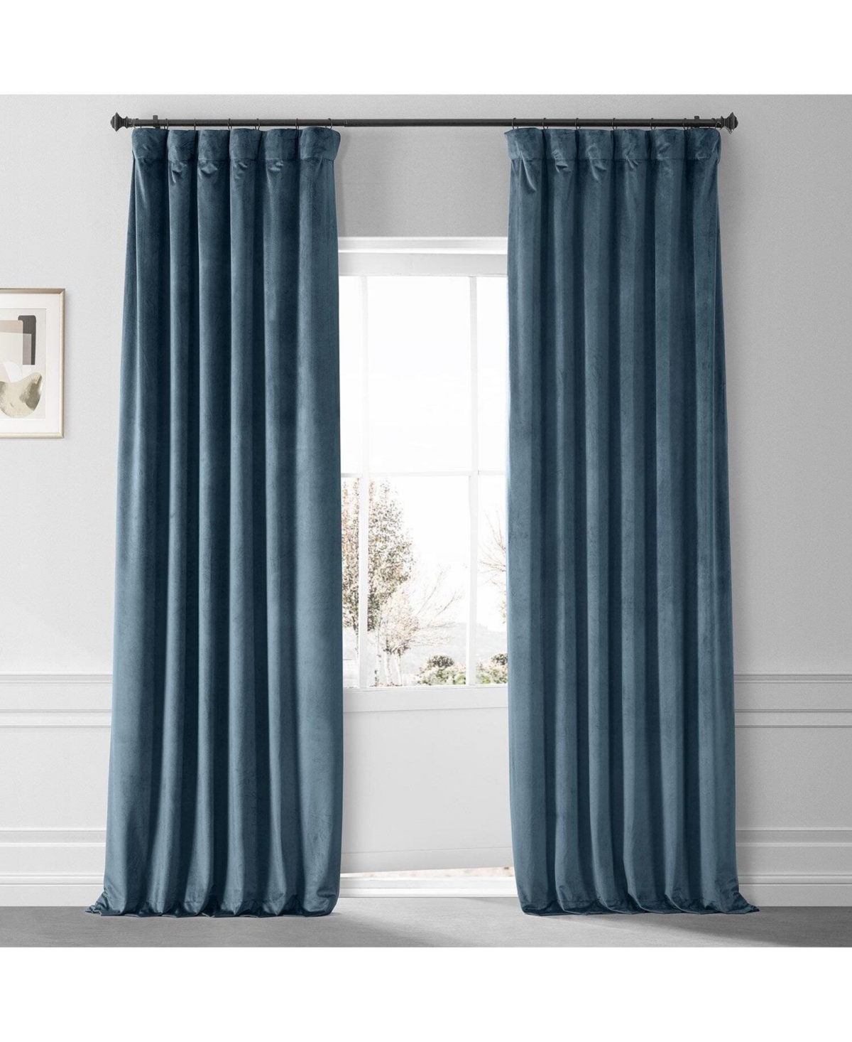 Oxford Blue Signature Plush Velvet Hotel Blackout Curtain - Blue