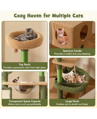 59'' Cactus Cat Tree for Indoor Cats w/ Sisal Scratching Posts & Board Condo