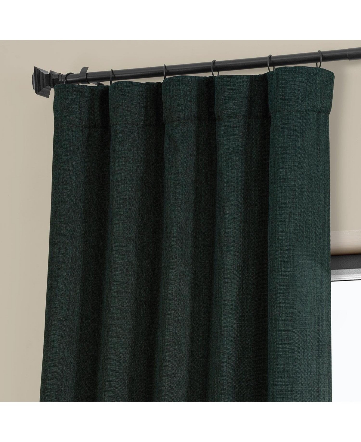 Half Price Drapes Focal Green Textured Faux Linen Room Darkening Curtain In Green
