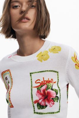 Women's Tropical stamps sweater