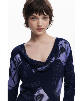 Women's Asymmetric collage blouse