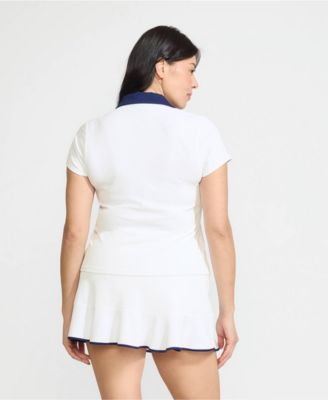 Plus Size SunShade UPF 50 Short Sleeve Pique Johnny Collar Rash Guard