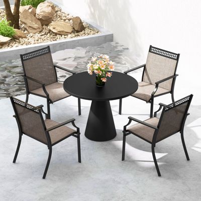 Patio Dining Chairs Set of 4 All Weather Outdoor Chairs w/ High Back & Armrests