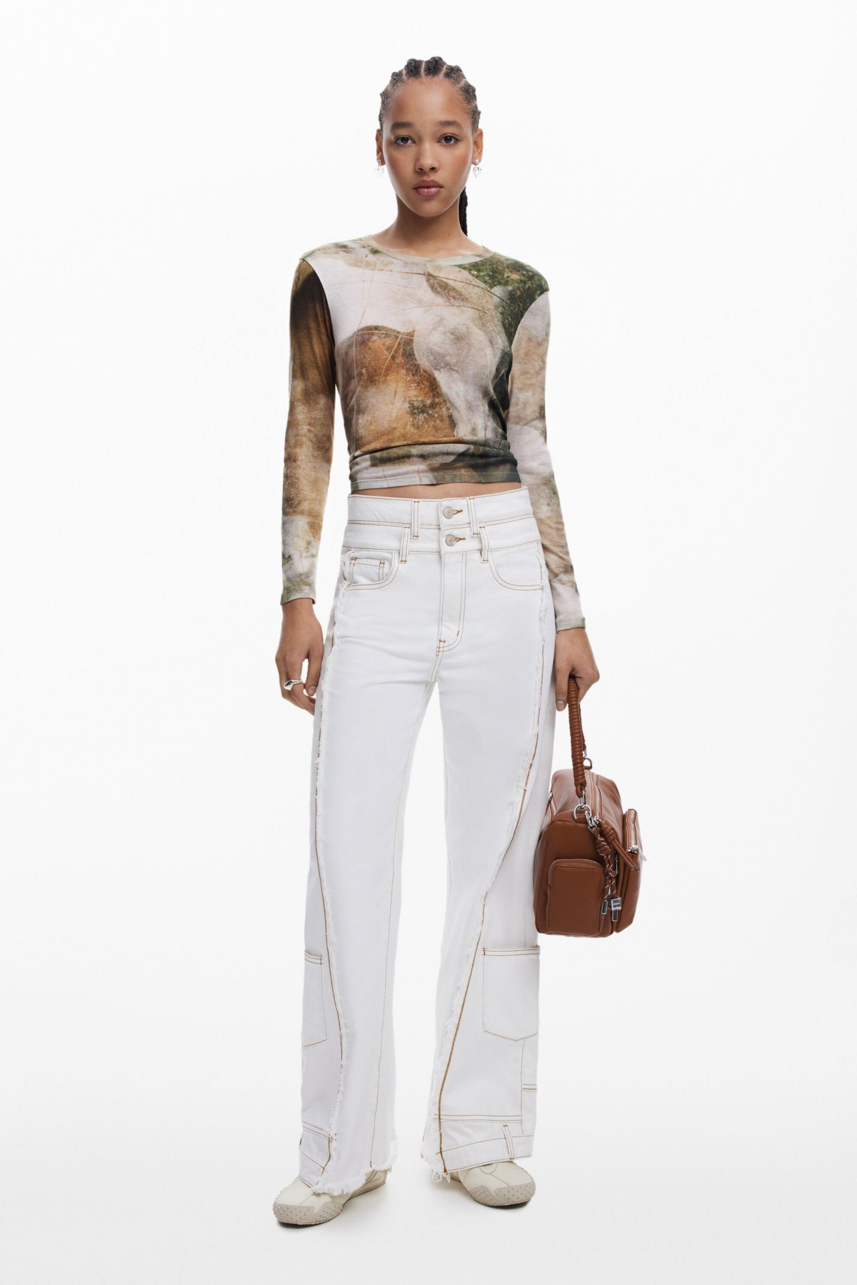 Women's High-neck horse T-shirt - Sand