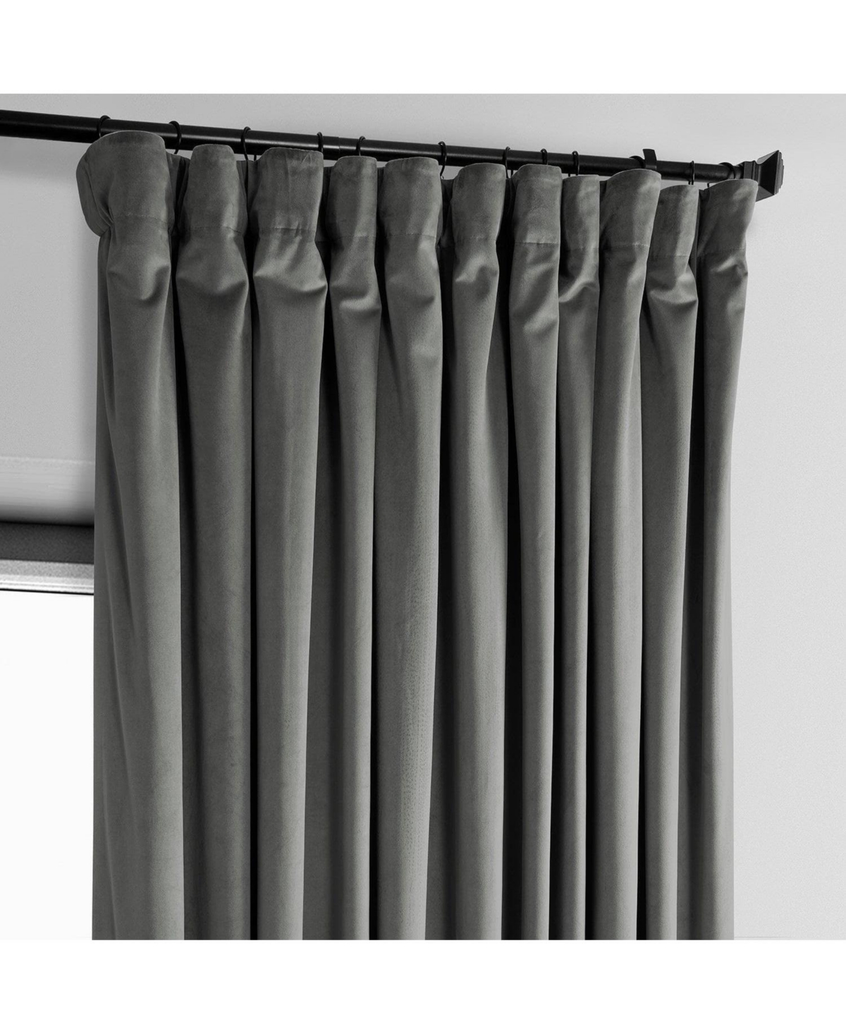 Half Price Drapes Destiny Grey Extra Wide Heritage Plush Velvet Room Darkening Curtain In Grey