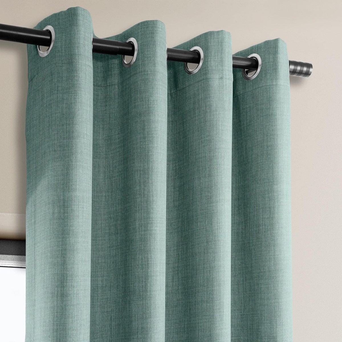 Half Price Drapes Grommet Textured Faux Linen Room Darkening Curtain