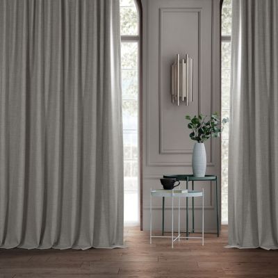 Dark Greige Extra Wide Performance Linen Hotel Blackout Curtain