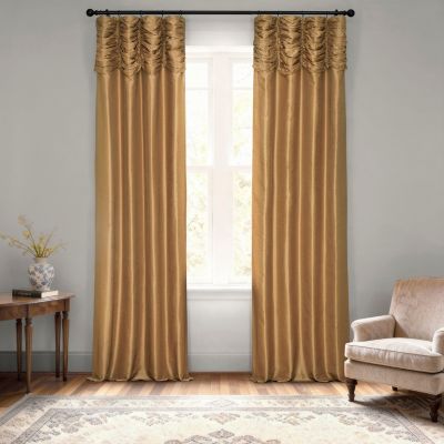 Ruched Vintage Textured Faux Dupioni Silk Curtain