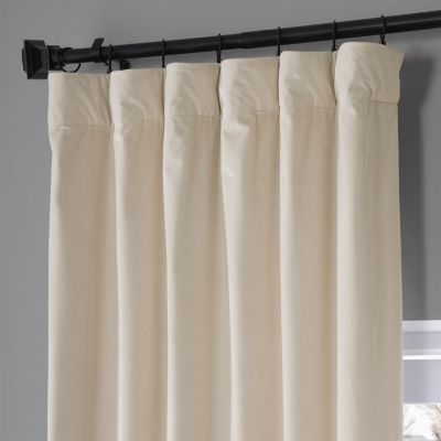 Diva Cream Signature Plush Velvet Hotel Blackout Curtain
