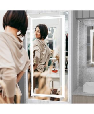 41.3 x 19.7 In Rectangular Led Backlit Illuminated Bathroom Mirror Wall Mounted Makeup Mirror