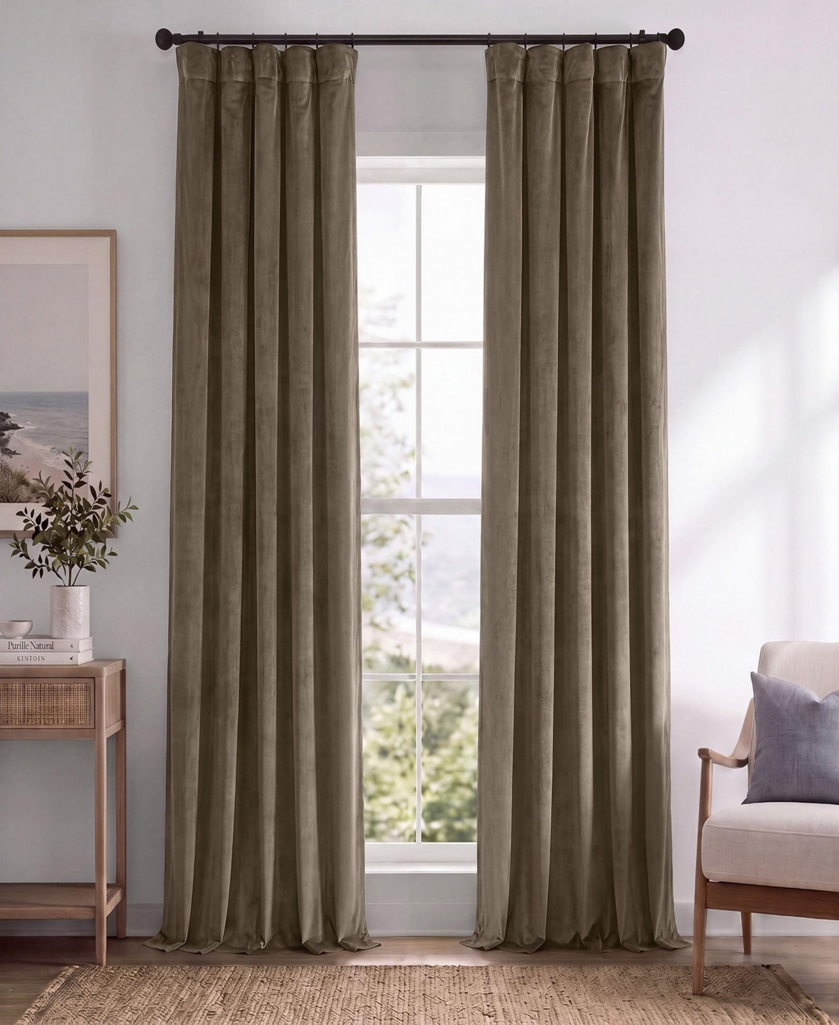 Half Price Drapes Denver Taupe Signature Velvet Blackout Curtain