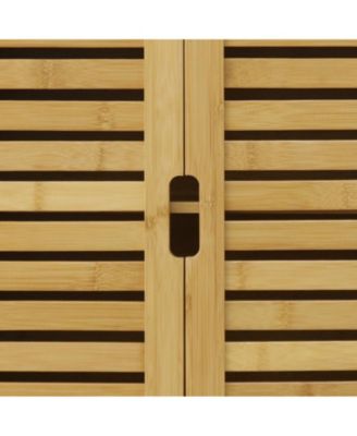 Bathroom Wall Cabinet: Bamboo Wood Kitchen Wall Mounted Medicine Cabinet with 3 Shelves