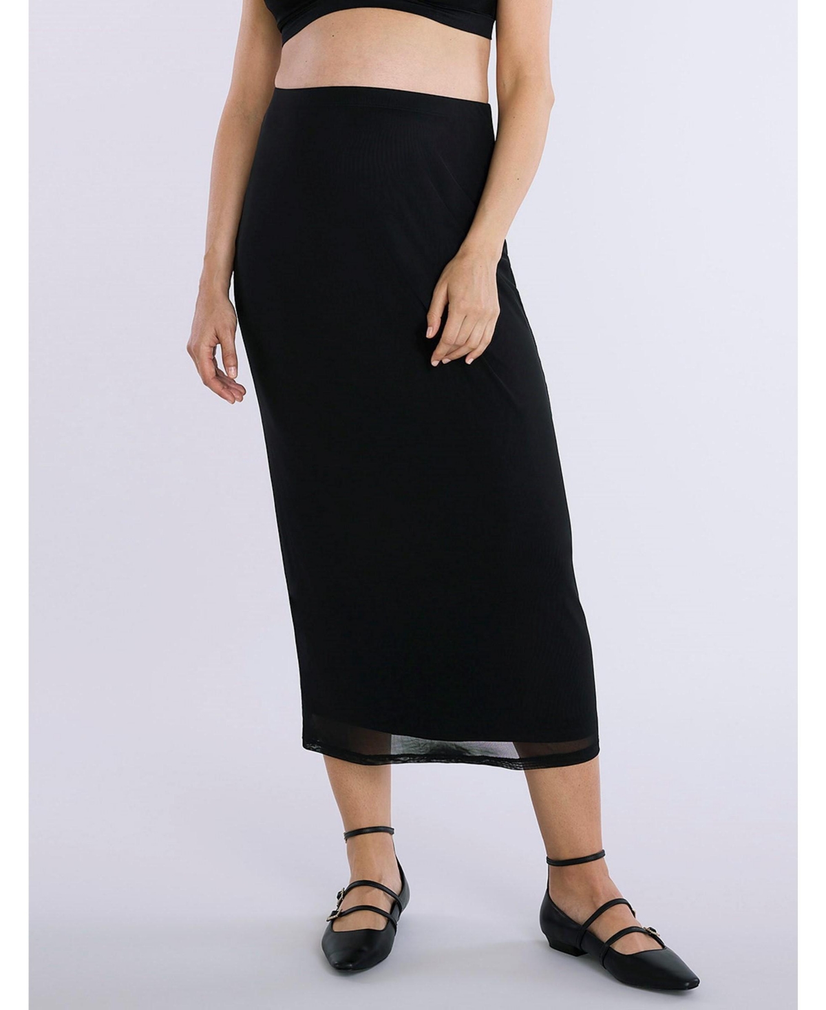Maternity Mesh Bodycon Maxi Skirt - Motherhood - Black lace