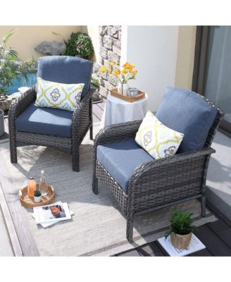 2 Pieces Patio Fruniture Set,Outdoor Wicker Chairs,Artificially Woven Rattan Chairs with Armrest Support with Thickened Comfortable Cushion