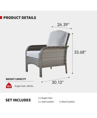2 Pieces Patio Fruniture Set,Outdoor Wicker Chairs,Artificially Woven Rattan Chairs with Armrest Support with Thickened Comfortable Cushion