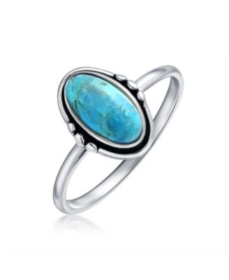 Western Boho Delicate Bezel Set Oval Cabochon Natural Stone Ring Thin Band Sterling