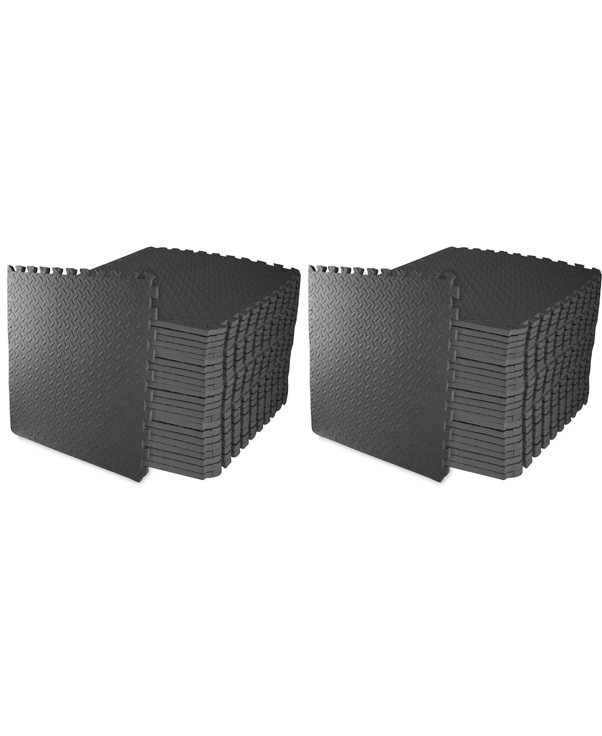 96 Square Foot Double Sided Non Slip High Density Eva Foam Exercise Mat Tiles with Interlocking Edges, Black (2 Pack)