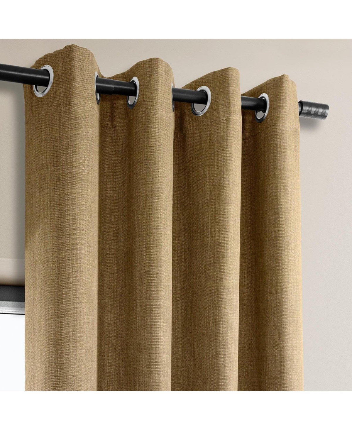 Half Price Drapes Grommet Textured Faux Linen Room Darkening Curtain In Orange