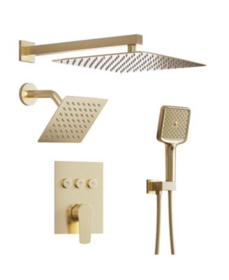 3-Function Dual Shower Head Pressure-balanced Shower System with 4 Sprays Handheld