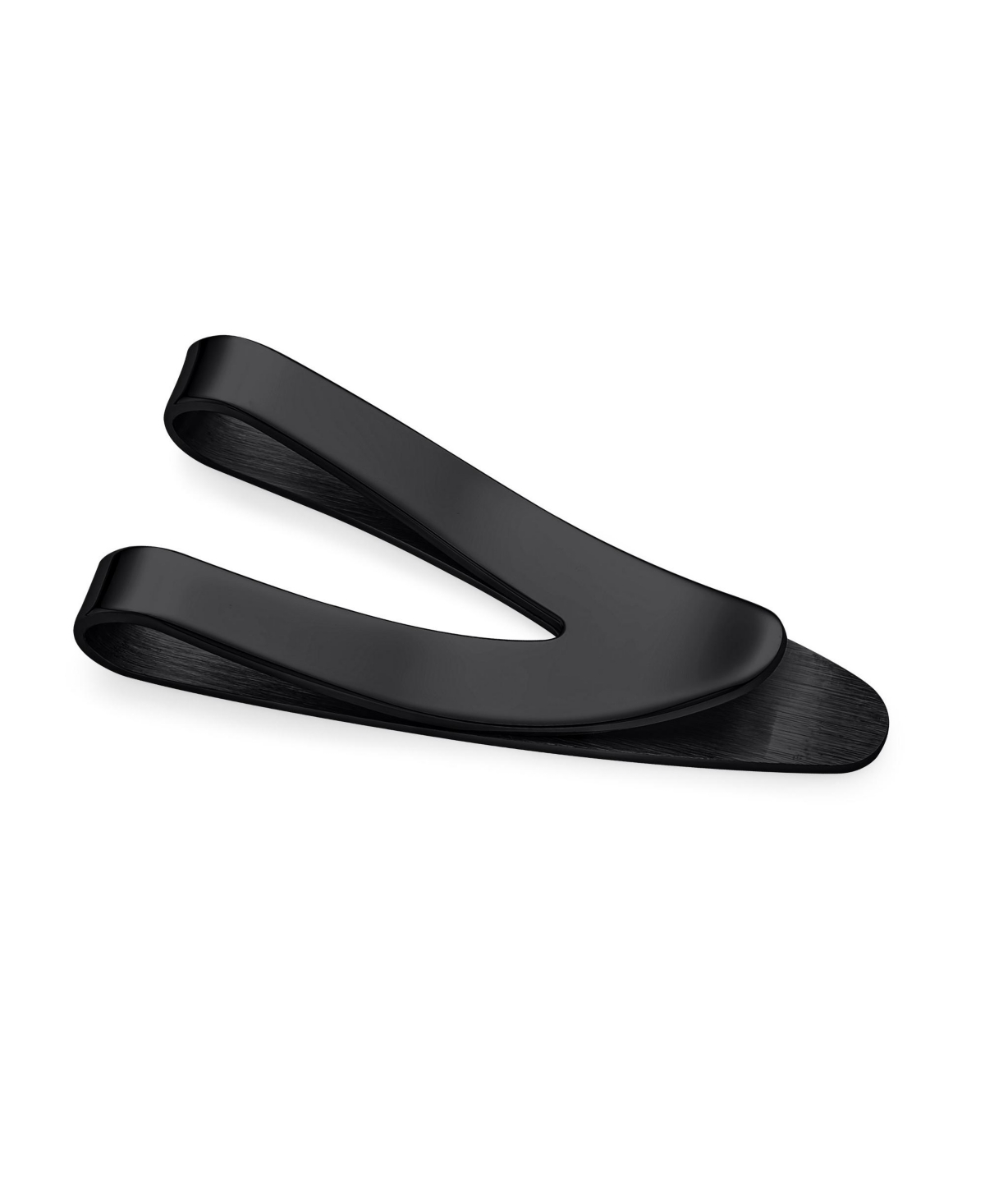 Dollar Sign Money Clip Card Holder Brushed Silver Stainless Steel - Black