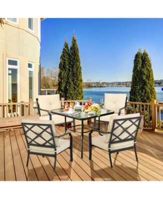 2 PCS Patio Dining Chairs Set with Padded Cushions Armrest Steel Frame