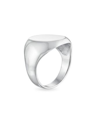 Basic Simple Initial Monogram Sterling Silver Ring Oval Signet Design