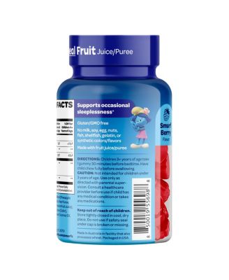 Restful Sleep Kids Vitamin Gummies with Melatonin, Sleep Gummies for Children, Smurfs Berry Flavored, 50ct