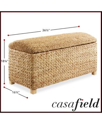 36&amp;#x22; Storage Trunk with Curved Lid, Safety Hinge - Espresso, Water Hyacinth Wicker Storage Chest Basket for Bedroom, Entry Way, Living Room