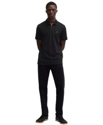 Men's Stretch Cotton Zip-Neck Slim-Fit Polo Shirt
