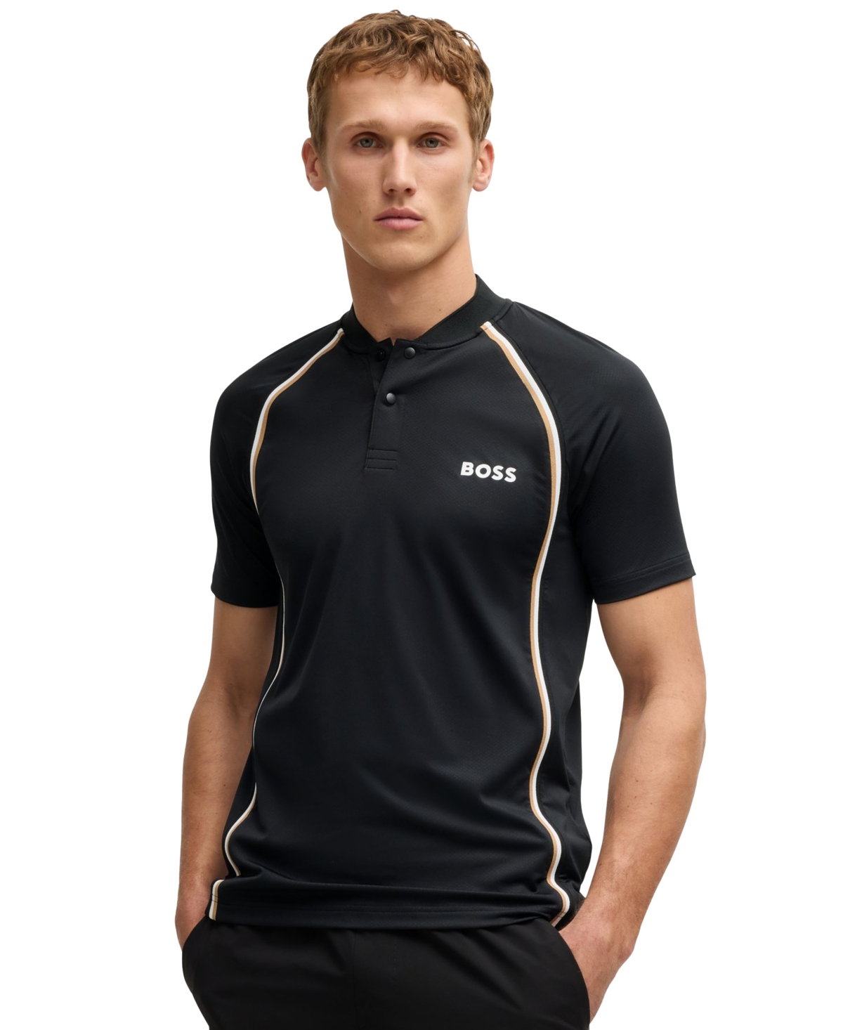 Hugo Boss Active Slim-fit Polo Shirt In Super-stretch Mesh In Black