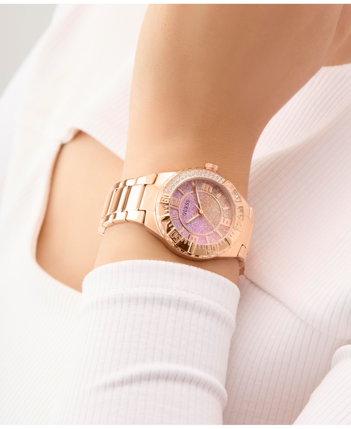 Guess Women's Analog Rose Gold Tone Stainless Steel Watch, 36mm In Rose Gold Tone