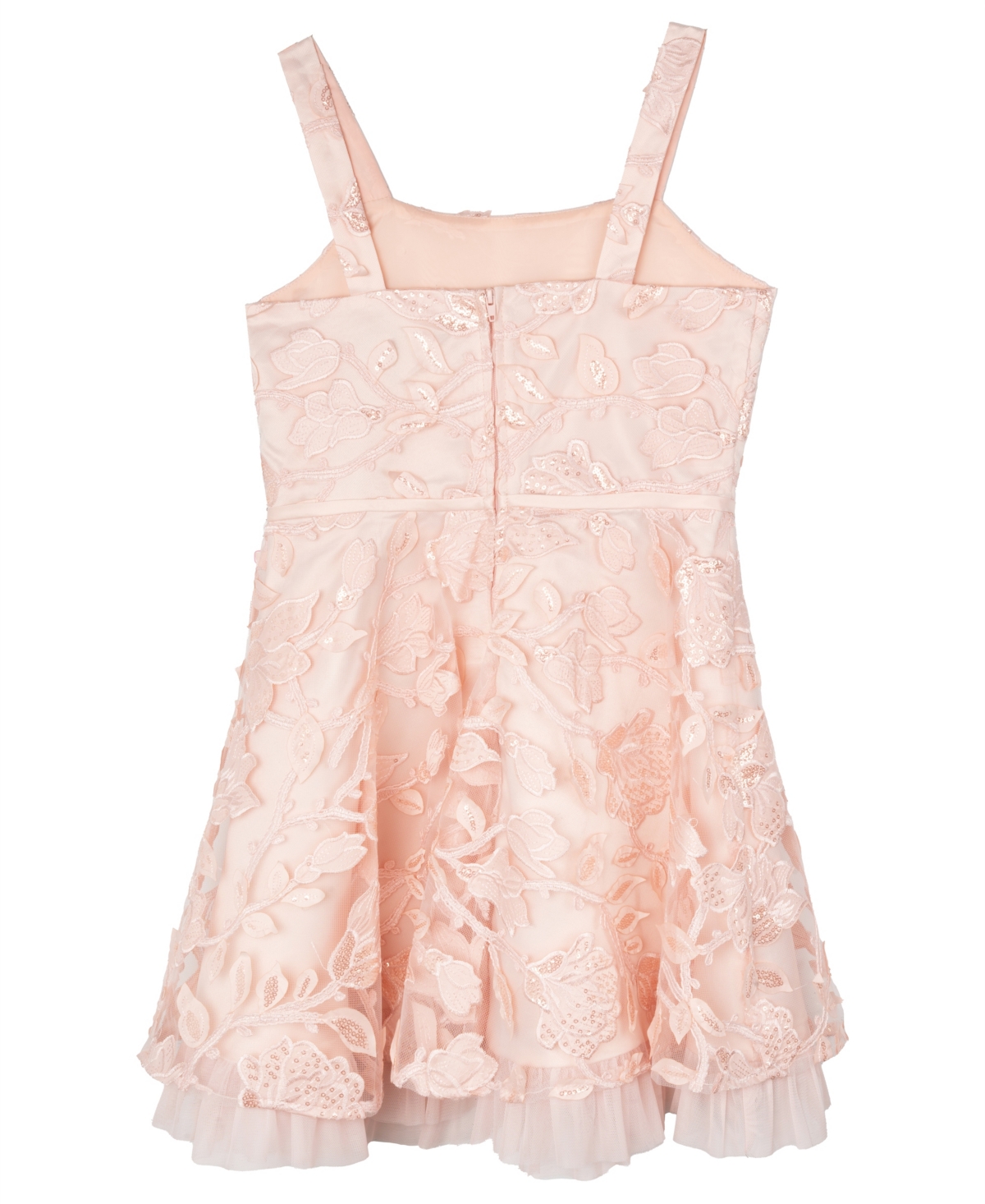 Rare Editions Big Girls Sequin And Embroidered Mesh Social Dress In Peach