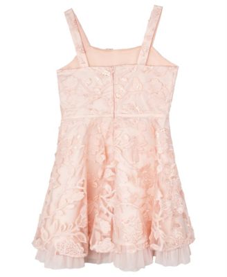 Big Girls Sequin and Embroidered Mesh Social Dress