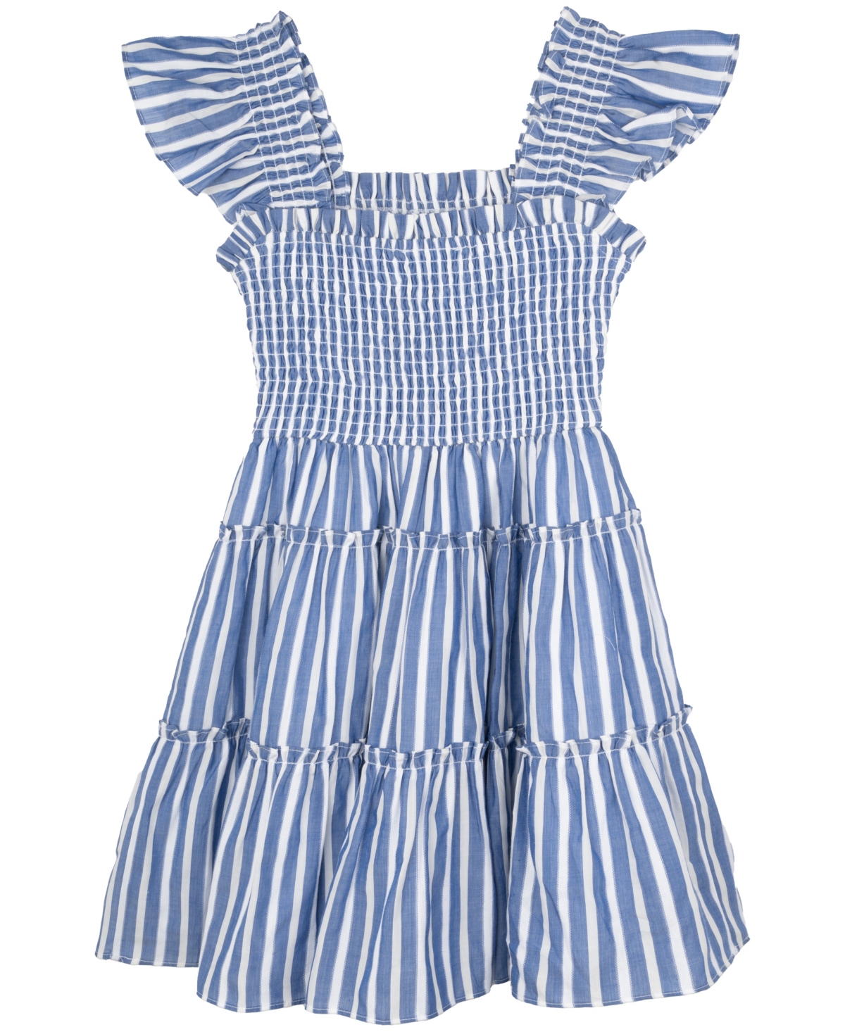 Shop Rare Editions Big Girls Striped Dress In Blue