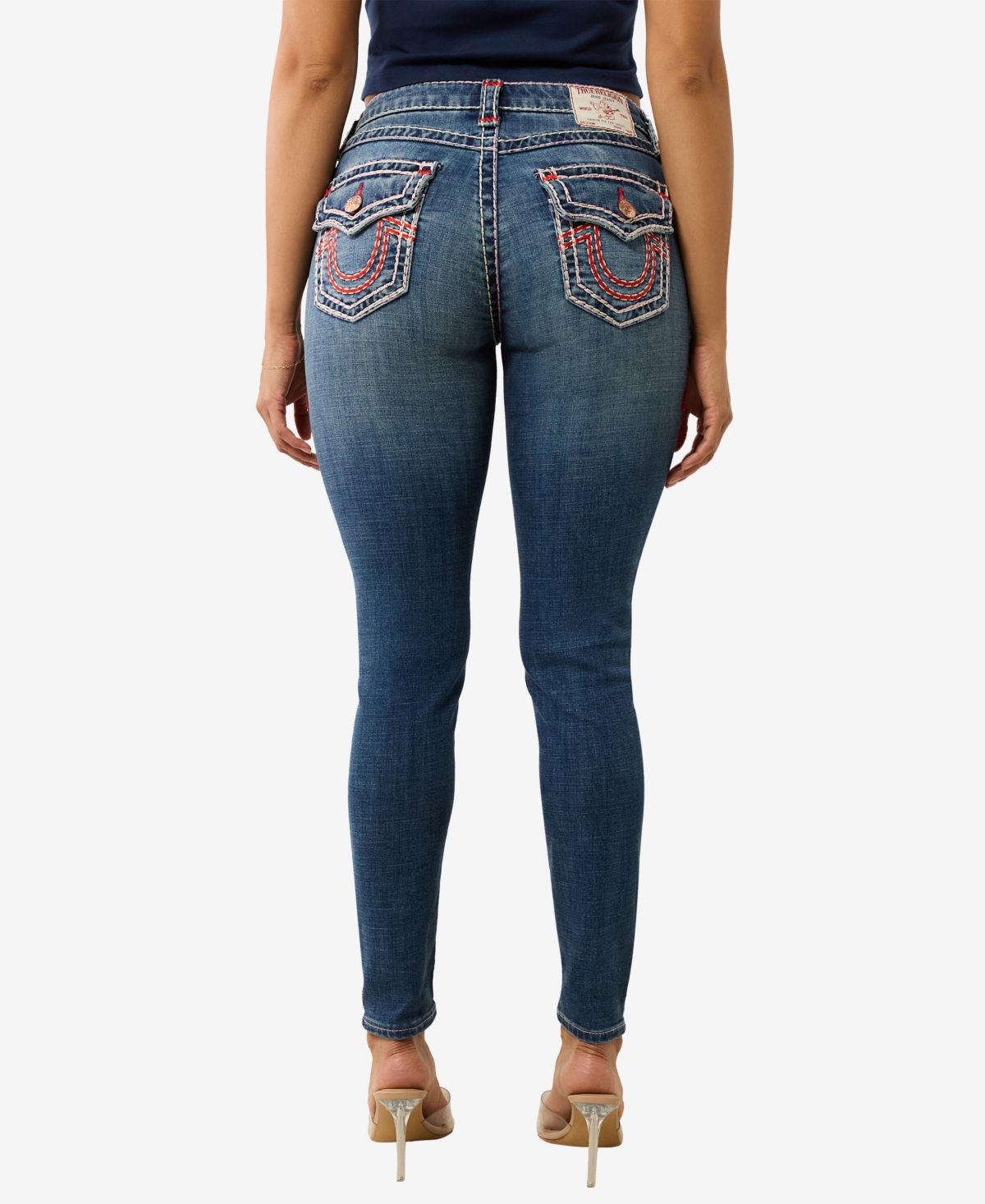 TRUE RELIGION WOMEN'S JENNIE SUPER T FLAP SKINNY JEANS 