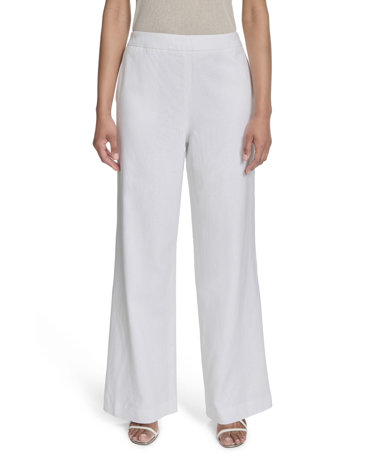 HALSTON WOMEN'S ELASTIC-BACK MID-RISE WIDE-LEG PANTS 