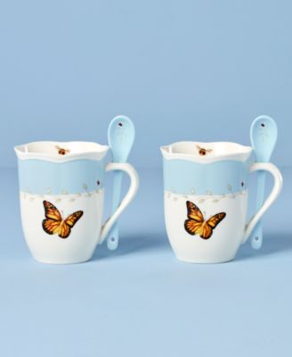Butterfly Meadow Mugs with Spoons, Set of 2