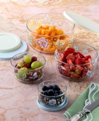 Butterfly Meadow Glass Food Storage Container with Lid, Set of 4