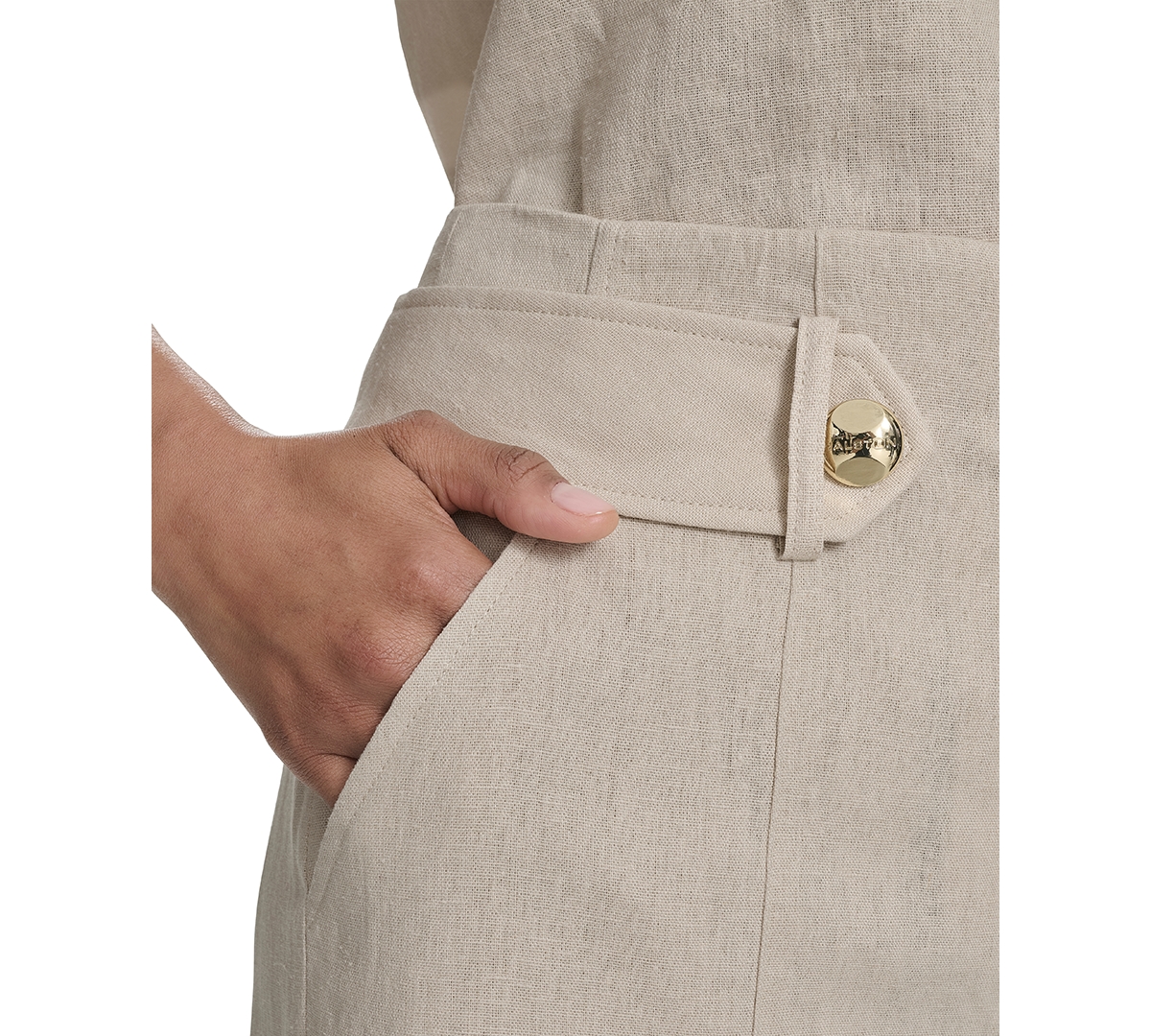 HALSTON WOMEN'S MID-RISE STRAIGHT-LEG TAB-WAIST PANTS 