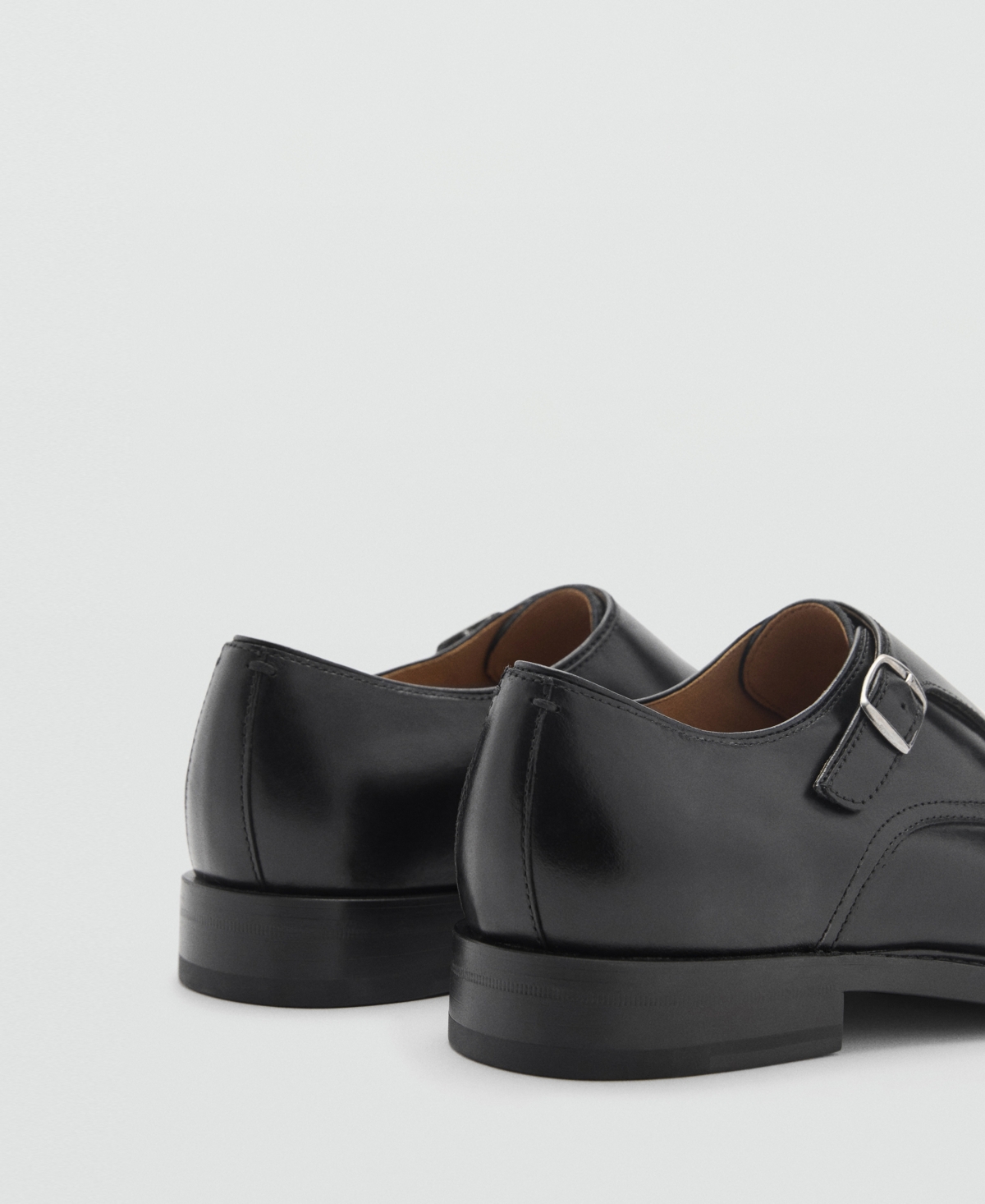 Mango Double Monk Strap Shoe In Black