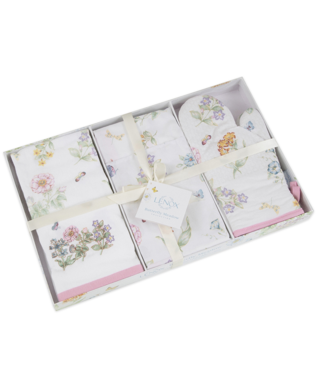 Lenox Butterfly Meadow 5-piece Kitchen Linens Gift Set In White