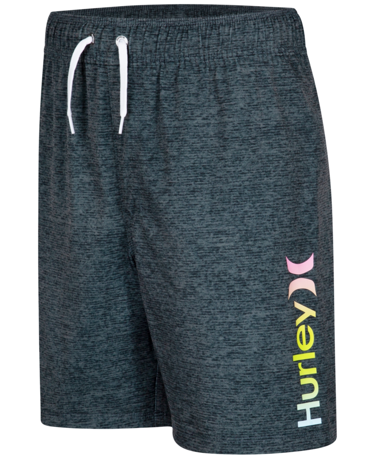 Hurley Big Boys Printed Heathered Pull-on Swim Trunks In Shadow Black