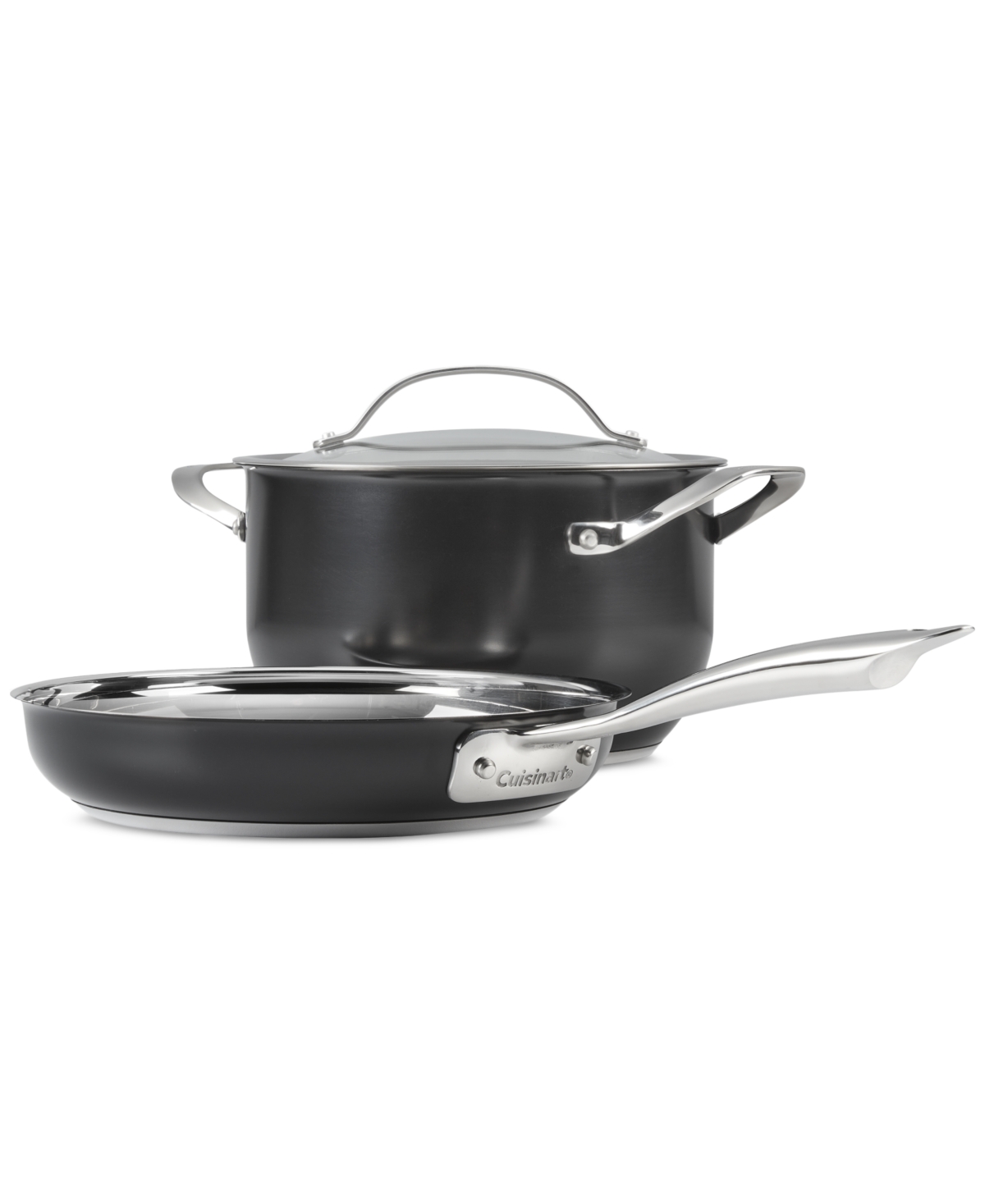 Cuisinart 8-pc. Black Glaze Stainless Steel Cookware Set In Black And Stainless