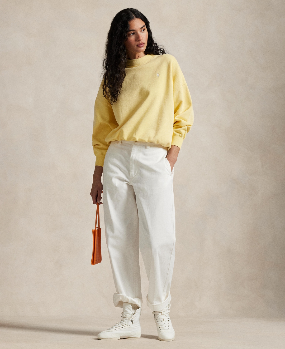 Polo Ralph Lauren Oversize Logo Graphic Sweatshirt In Wicket Yellow